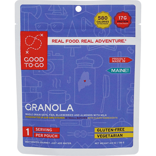 Good To-Go Granola single-serving pouch – breakfast blend with blue packaging