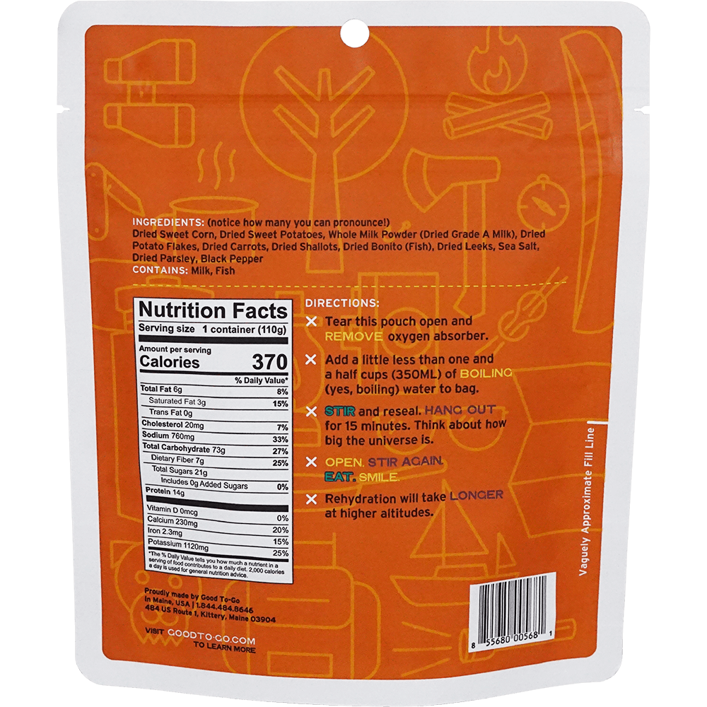 GlutenFree Roasted Corn Chowder Dehydrated Chowder Good ToGo